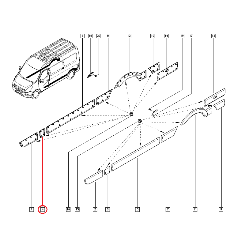 RENAULT MASTER 3 - III KAPI BANDI SAĞ UFAK 768180129R