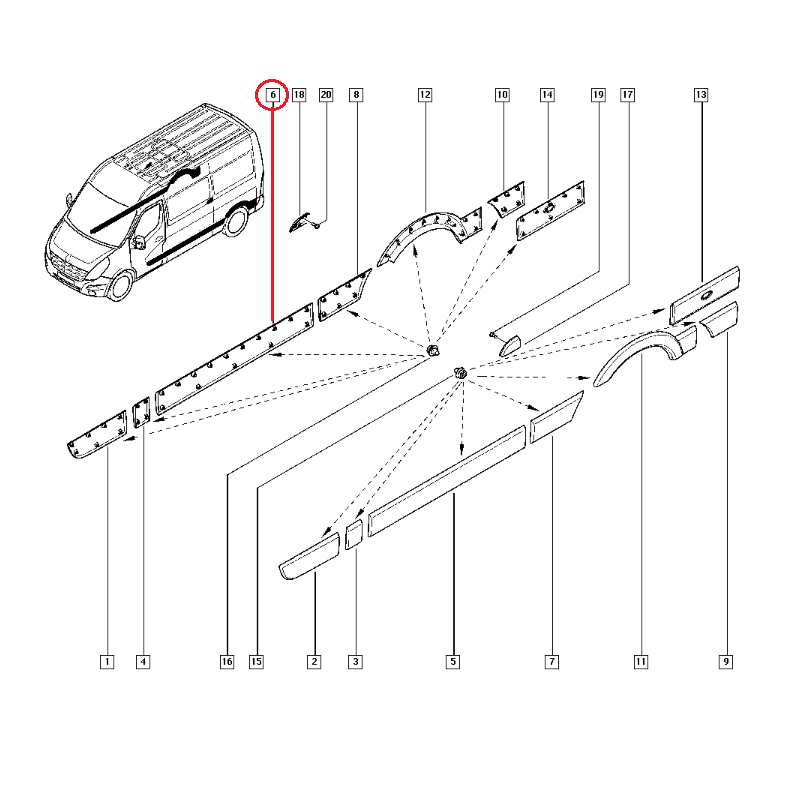 RENAULT MASTER 3 - III KAPI BANDI ORTA SAĞ 828200148R