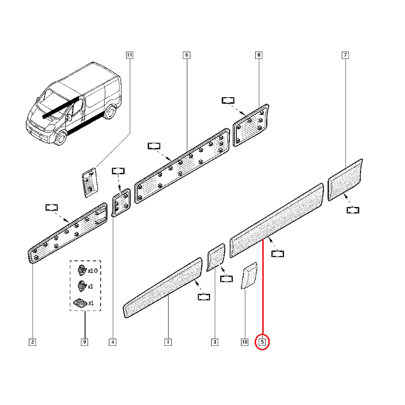 RENAULT TRAFİC 2 - II KAPI BANDI ORTA SOL 8200036093 - 8200036081