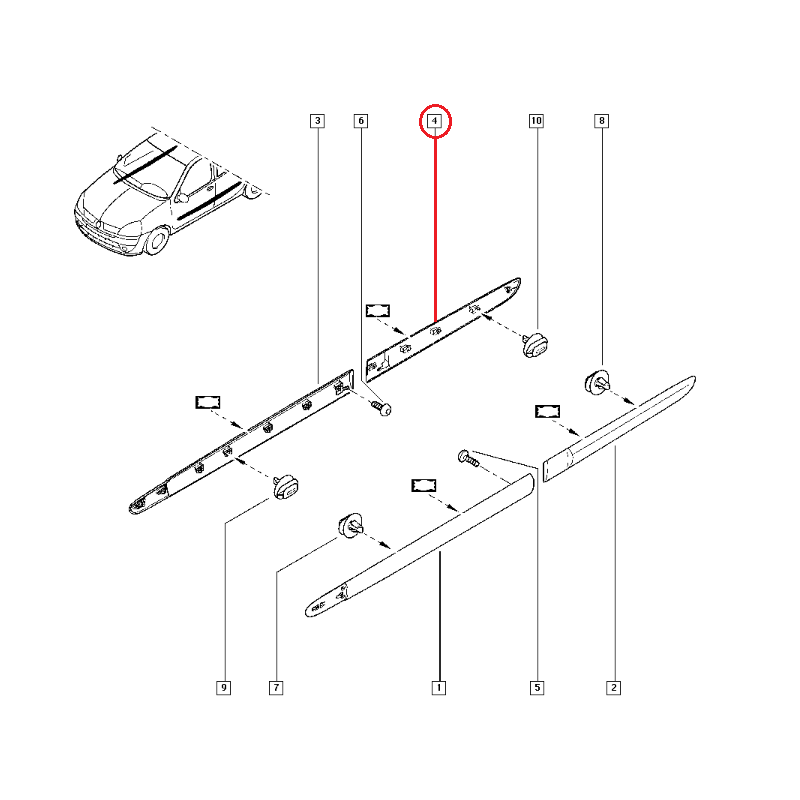 RENAULT CLİO 2 KAPI BANDI ARKA SAĞ 7700410281