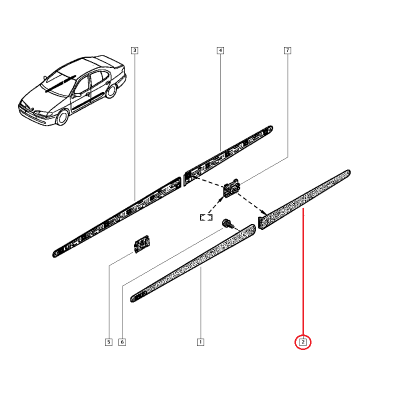 RENAULT MEGANE 1 1998-2002 KAPI BANDI ARKA SOL 7700430879