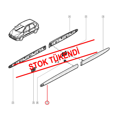 RENAULT SCENİC 1 99> KAPI BANDI SİYAH ÖN SOL 7700433053