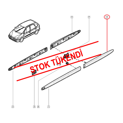 RENAULT SCENİC 1 99> KAPI BANDI SİYAH ARKA SOL 7700433055
