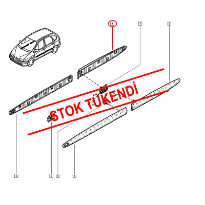 RENAULT SCENİC 1 99> KAPI BANDI SİYAH ARKA SAĞ 7700433056