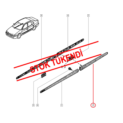 RENAULT MEGANE 1 99< KAPI BANDI SİYAH ARKA SOL 7700834103