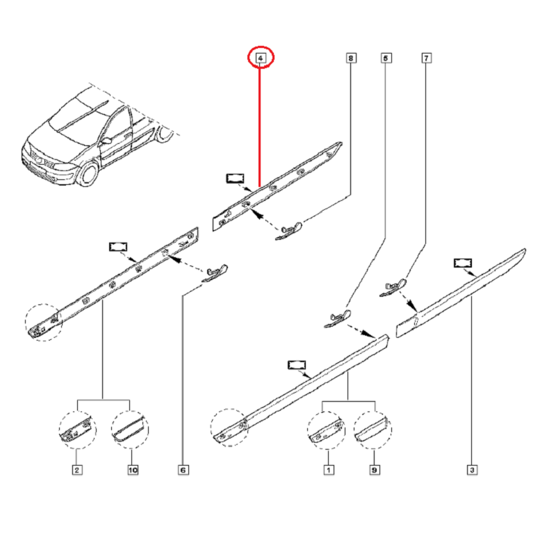 RENAULT MEGANE 2 - II KAPI BANDI ARKA SAĞ 7701475250 - 8200574628 - 8200574629