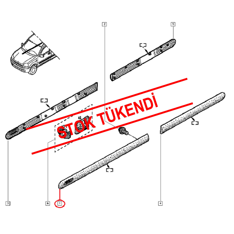 RENAULT KANGOO 97> KAPI BANDI SİYAH ÖN SOL 7701692449