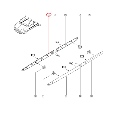 RENAULT CLİO 2 - II KAPI BANDI SİYAH ÖN SAĞ 8200072231