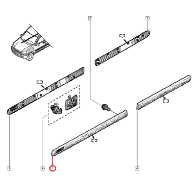 RENAULT KANGOO KAPI BANDI ÖN SOL 8200389340