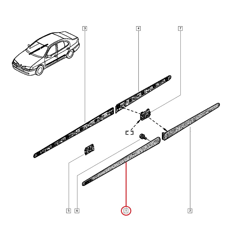 RENAULT MEGANE 1 1998-2002 KAPI BANDI ÖN SOL 7700430881 (YERLİ)