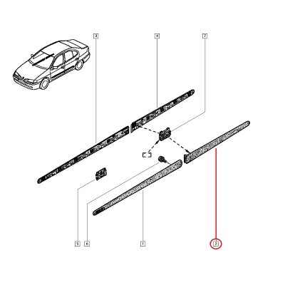 RENAULT MEGANE 1 1998-2002 KAPI BANDI ARKA SOL 7700430879 (YERLİ)