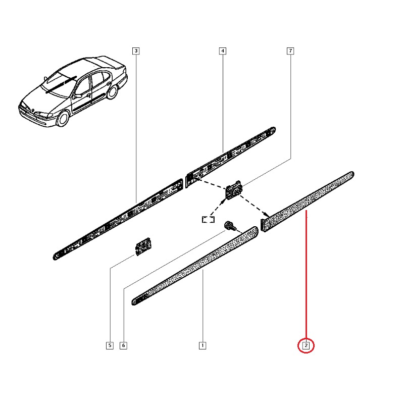 RENAULT MEGANE 1 1998-2002 KAPI BANDI ARKA SOL 7700430879 (YERLİ)