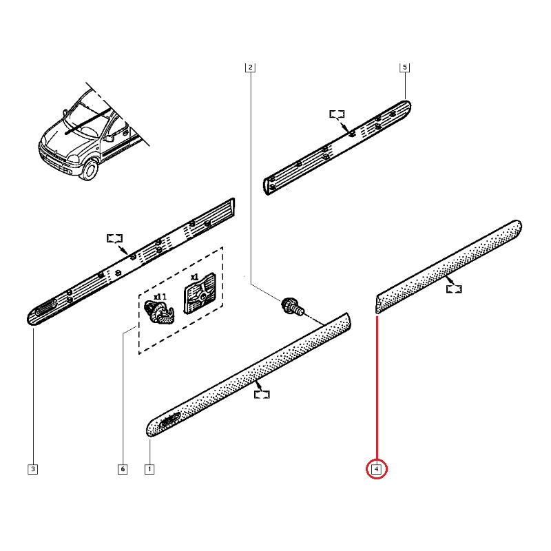 RENAULT KANGOO KAPI BANDI ARKA SOL 8200389362 (YERLİ)