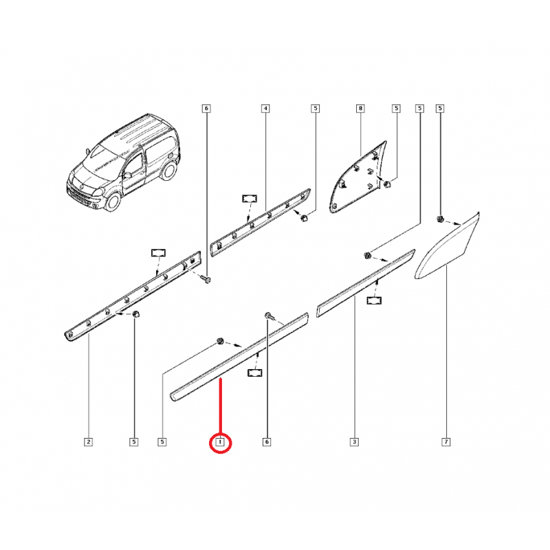 RENAULT KANGOO 3 - III KAPI BANDI ÖN SOL 8200439111 - 808217463R (YERLİ)
