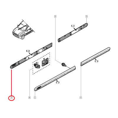 RENAULT KAPI BANDI SİYAH ÖN SAĞ KANGOO 97> 7701692448 (YERLİ)