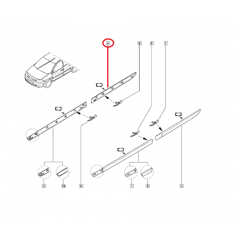 RENAULT MEGANE 2 - II KAPI BANDI ARKA SAĞ 7701475250 - 8200574628 - 8200574629 (YERLİ) 