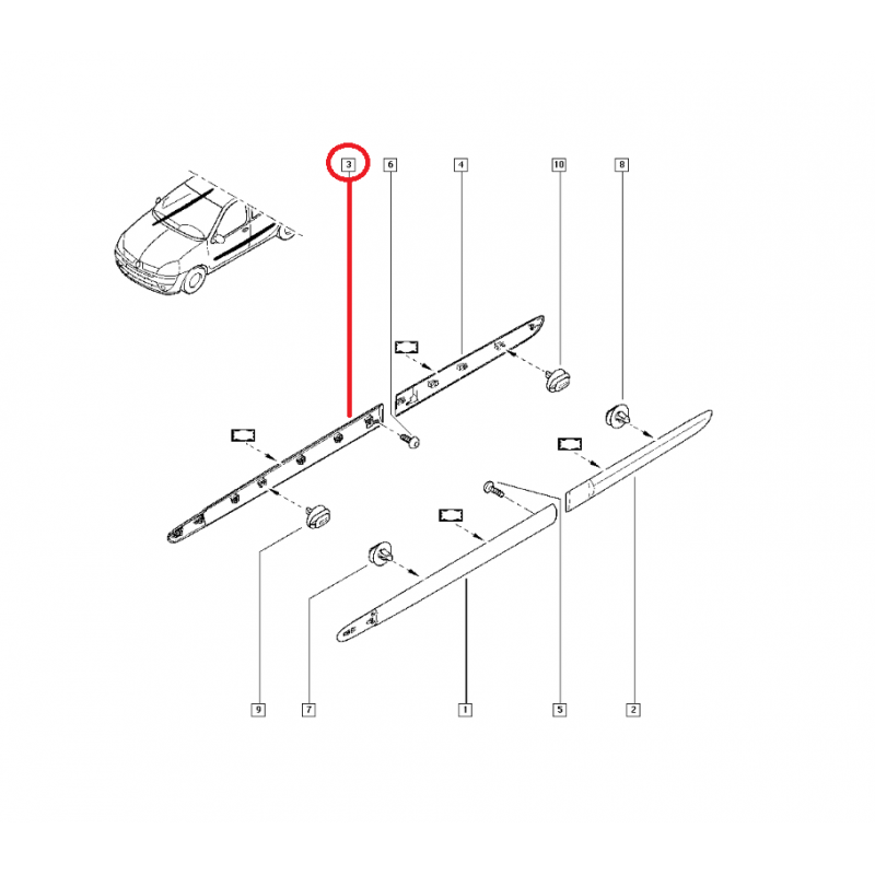 RENAULT CLİO 2 KAPI BANDI ÖN SAĞ 7700410279 (YERLİ)