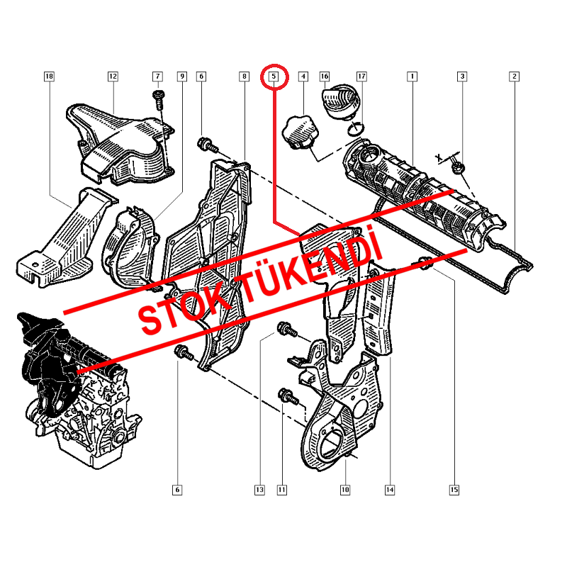 RENAULT LAGUNA TRAFİC 2 - II F9Q 1.9 DİZEL TRİGER KAPAĞI İÇ ÜST 7700116059 - 7700875460 - 7700107888 - 7700107248