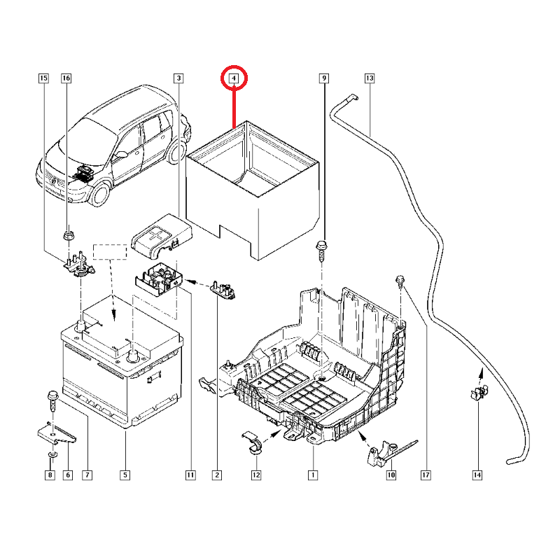 RENAULT MEGANE 2 - II SCENİC 2 - II KANGOO 3 - III AKÜ MUHAFAZA BAKALİTİ 8200401162
