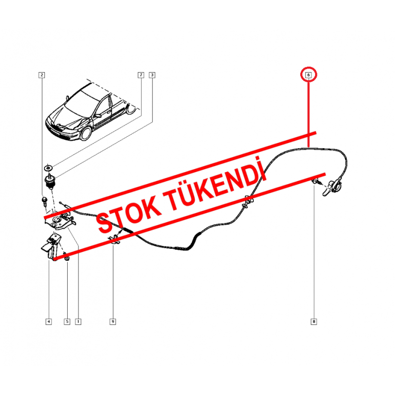 RENAULT LAGUNA 2 - II KAPUT AÇMA TELİ 2002 SONRASI 8200236515
