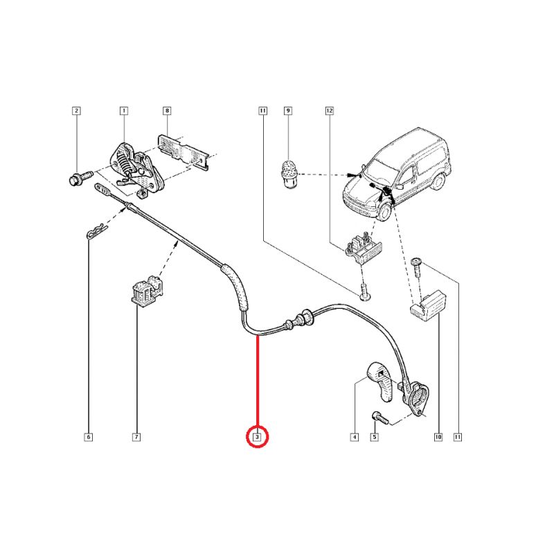 RENAULT KANGOO KAPUT AÇMA TELİ 7700303471