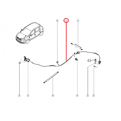 RENAULT CLİO SYMBOL LOGAN SANDERO 2 - II 2013 SONRASI KAPUT AÇMA TELİ 656202811R