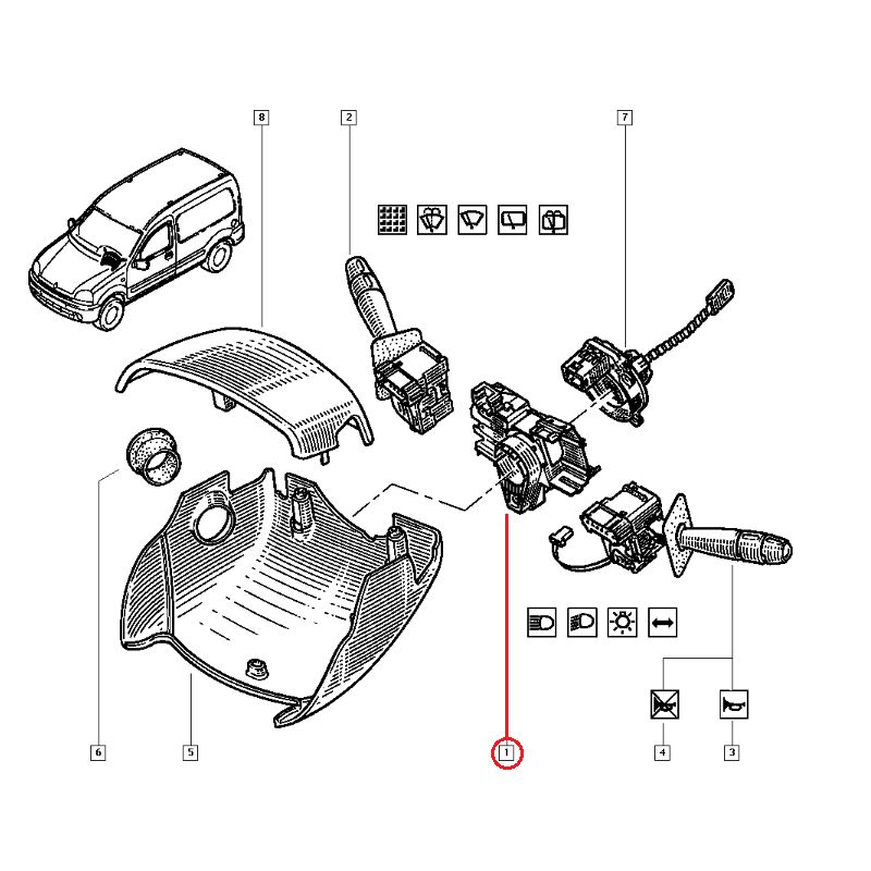 RENAULT KANGOO İKAZ KOL BAĞLANTI PARÇASI DİREKSİYON ZEMBEREĞİ 7701062203 - 7701049614