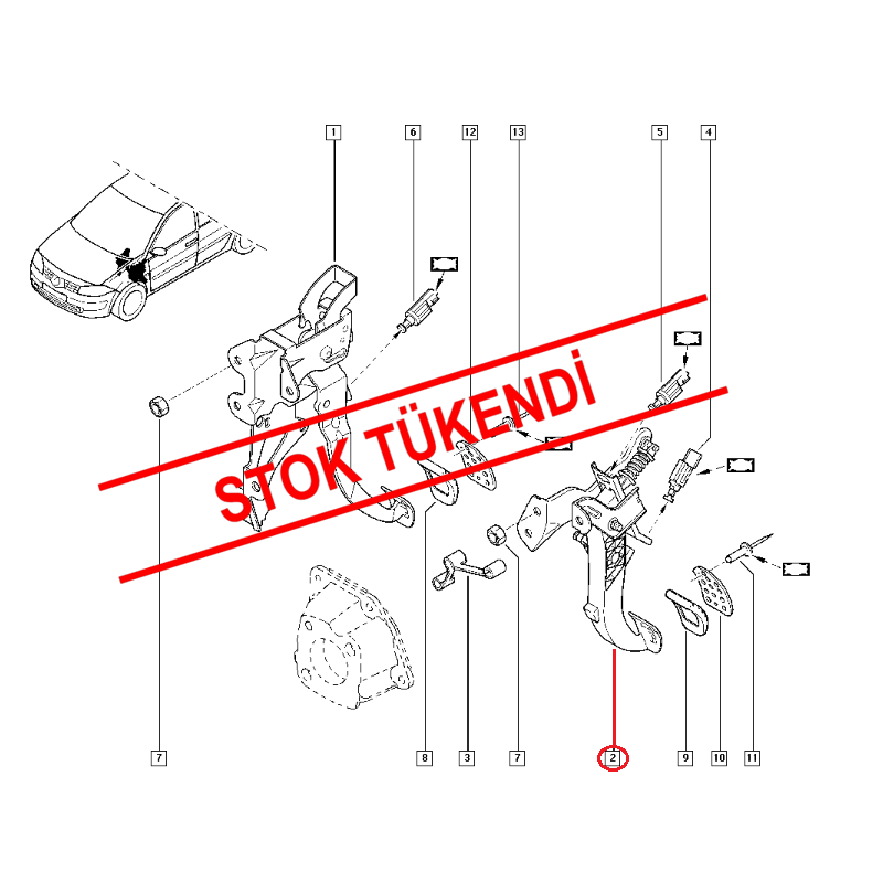 RENAULT MEGANE 2 - II DEBRİYAJ PEDALI 8200703089 - 8200221296
