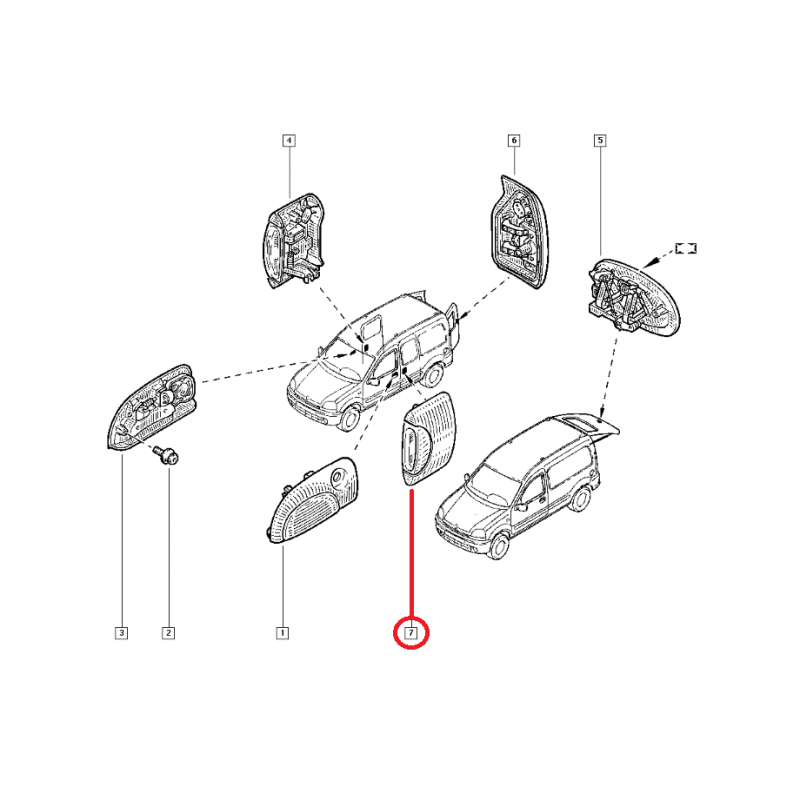 RENAULT KANGOO DIŞ SÜRGÜLÜ KAPI KOLU SOL 7700354527 - 8200107371 (YERLİ)