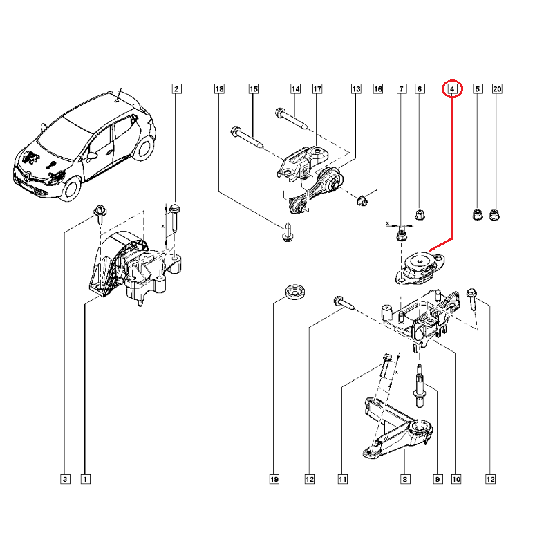 RENAULT CLİO 4 - IV KANGOO 3 - III DUSTER 2 - II TALİANT K9K H4M H4D H5F MOTOR TAKOZU SOL ŞANZIMAN 112202847R - 112205217R