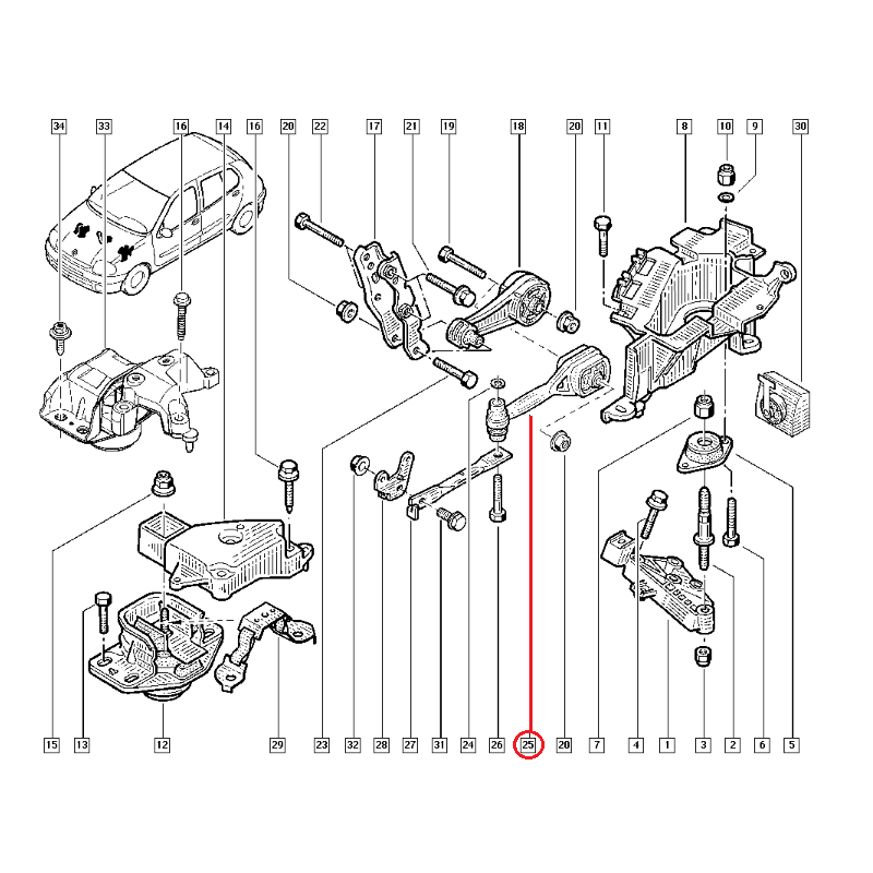 RENAULT CLİO 2 - II SYMBOL THALİA KANGOO MOTOR TAKOZU ARKA 8200171178