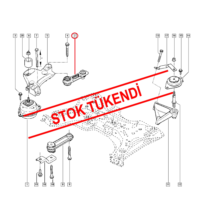 RENAULT LAGUNA 2 - II VEL SATİS ESPACE 1.6 1.8 2.0 K4M F4P F4R MOTOR TAKOZU ARKA 8200358666 - 8200000010