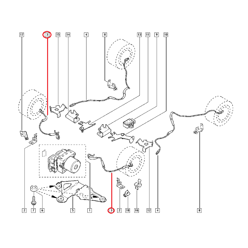 RENAULT MEGANE 2 - II 05> ABS KABLOSU ÖN SAĞ SOL 8200404460 (YERLİ)
