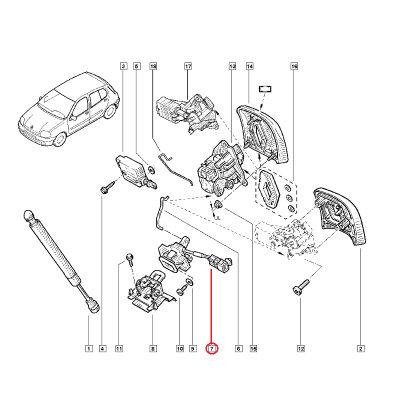 RENAULT CLİO 2 - II HB BAGAJ KİLİDİ 7700308998 - 8200078950 (YERLİ)