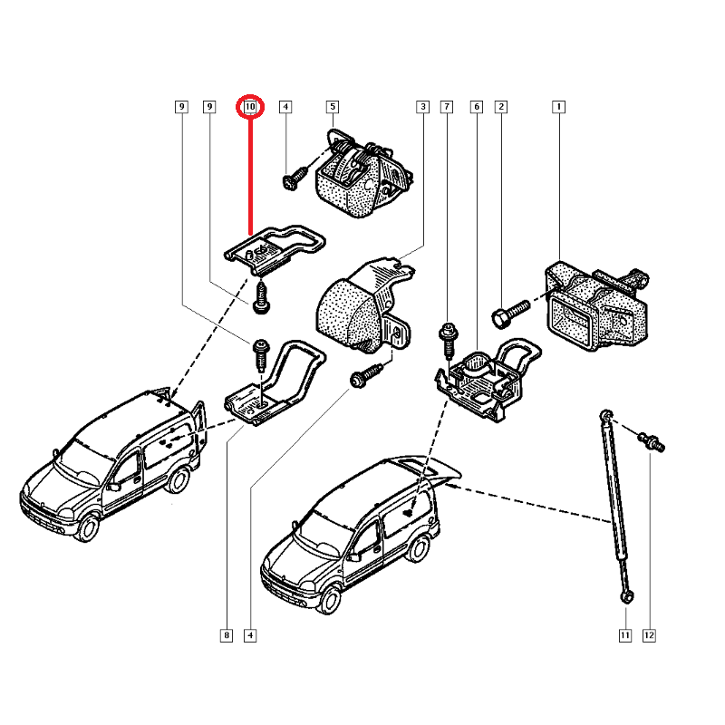 RENAULT KANGOO BAGAJ KİLİT KARŞILIĞI ÇİFT KAPI ÜST 7700303587 - 8200347712