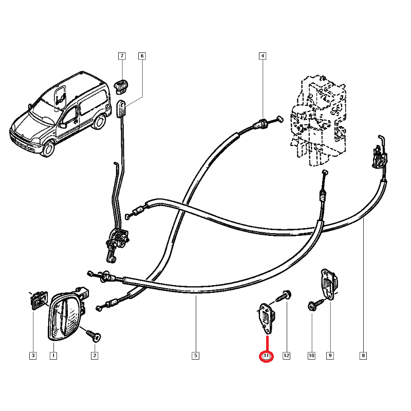 RENAULT KANGOO KAPI KİLİT KARŞILIĞI SAĞ SÜRGÜLÜ 7700303507