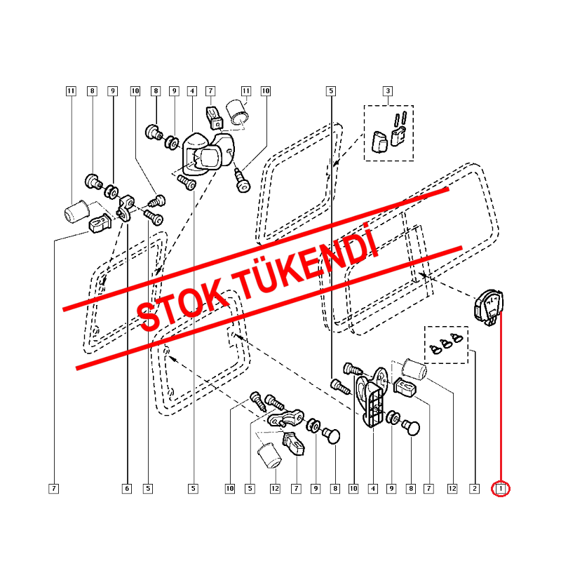 RENAULT KANGOO CAM AÇMA MANDALI SÜRGÜLÜ KAPI 7701051898