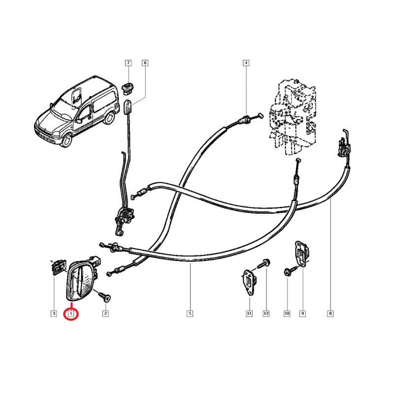RENAULT KANGOO -01 İÇ KAPI KOLU SÜRGÜLÜ SAĞ 7700303503 