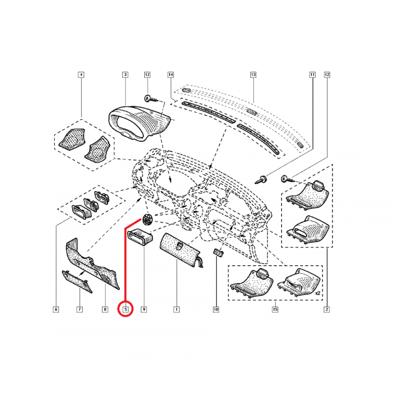 RENAULT KANGOO HAVALANDIRMA IZGARASI ORTA 7701045856
