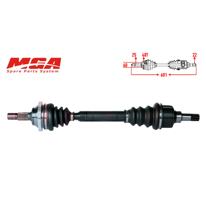 PEUGEOT 206 1.6 16v ABSLİ AKS SOL 3272.AE - 3272.AF - 9636798680 (MGA MARKA)