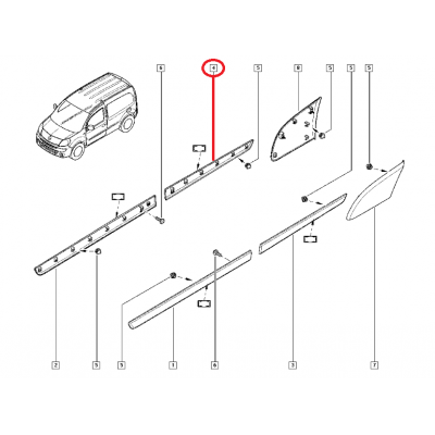RENAULT KANGOO 3 - III KAPI BANDI ARKA SAĞ 808203894R - 8200439118 (YERLİ)
