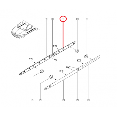 RENAULT CLİO 2 - II KAPI BANDI SİYAH ARKA SAĞ 8200072234