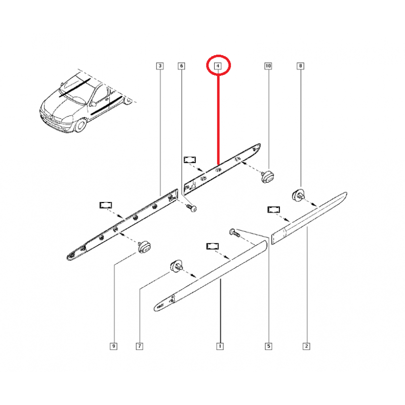 RENAULT CLİO 2 - II KAPI BANDI SİYAH ARKA SAĞ 8200072234