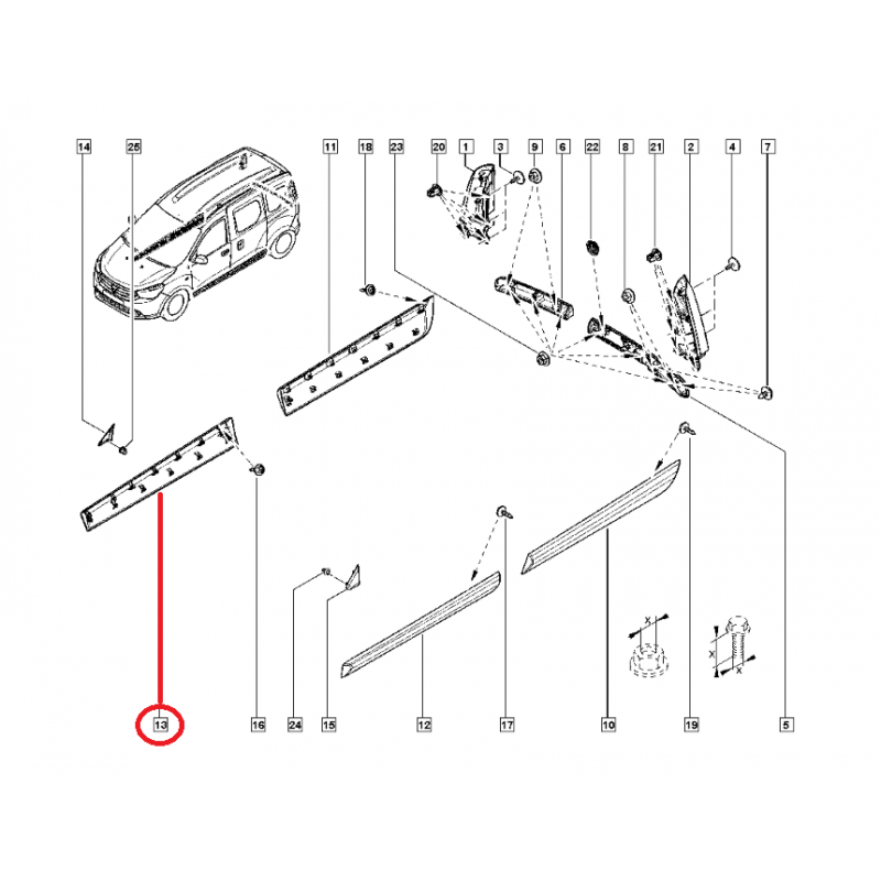 DACİA DOKKER KAPI BANDI ÖN SAĞ 801861710R (YERLİ)