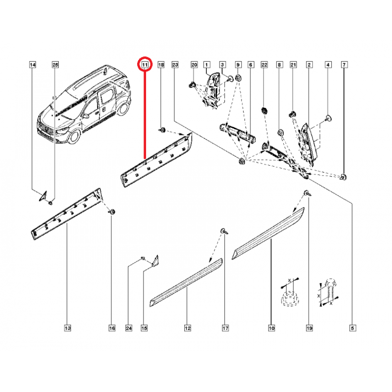 DACİA DOKKER KAPI BANDI ARKA SAĞ 828760894R (YERLİ)