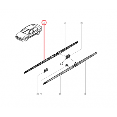 RENAULT MEGANE 1 1998-2002 KAPI BANDI ÖN SAĞ 7700430882