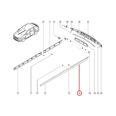 CLİO SYMBOL DACİA LOGAN II MCV II 16- KAPI BANDI ARKA SOL 828216198R (YERLİ)