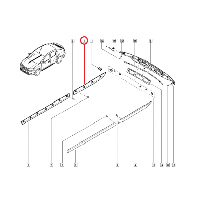 CLİO SYMBOL DACİA LOGAN II MCV II 16- KAPI BANDI ARKA SAĞ 828200044R (YERLİ)