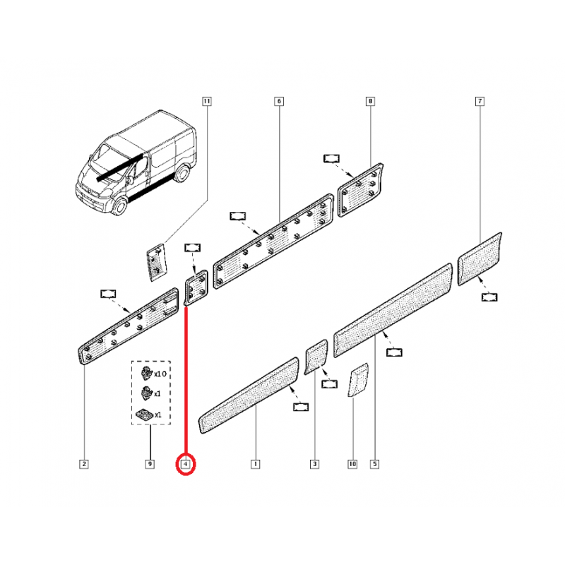 RENAULT TRAFİC 2 - II KAPI BANDI ÖN SAĞ UFAK 8200036101 (YERLİ)
