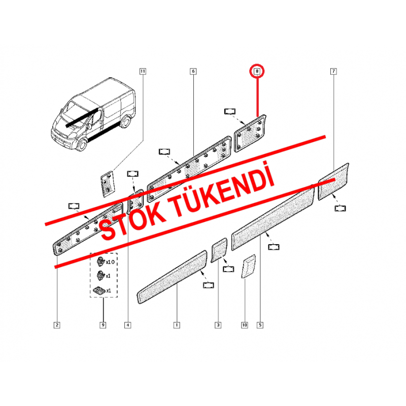 RENAULT TRAFİC 2 - II KAPI BANDI ARKA SAĞ 8200036095